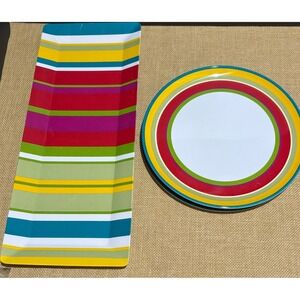 Melamine Plates+ Serving Tray 5 Piece World market BBQ Pool Summer Casual Picnic